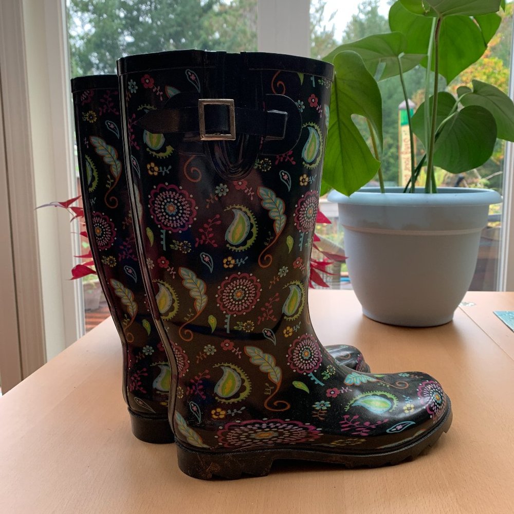 paisley spring rain boots whimsigoth y2k